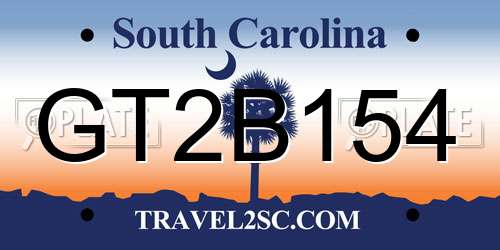 GT2B154 South Carolina License Plate