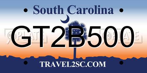 GT2B500 South Carolina License Plate