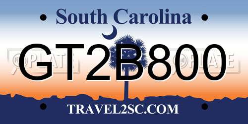 GT2B800 South Carolina License Plate