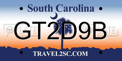 GT2D9B South Carolina License Plate