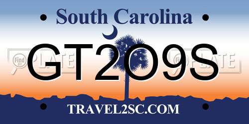 GT2O9S South Carolina License Plate