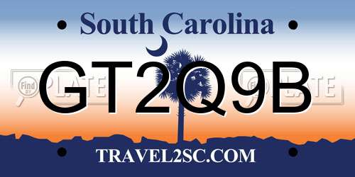 GT2Q9B South Carolina License Plate