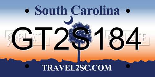 GT2S184 South Carolina License Plate