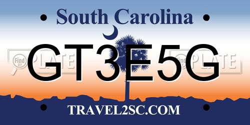GT3E5G South Carolina License Plate