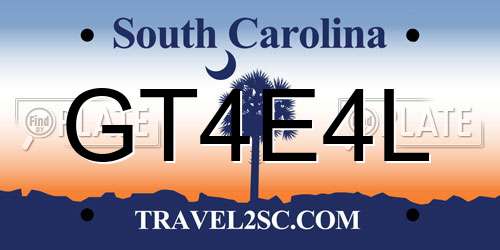 GT4E4L South Carolina License Plate