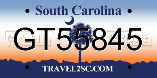 GT55845 South Carolina License Plate