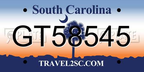 GT58545 South Carolina License Plate