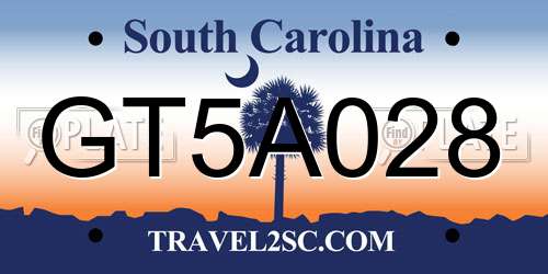 GT5A028 South Carolina License Plate