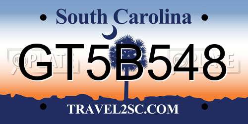 GT5B548 South Carolina License Plate