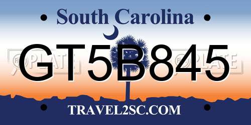 GT5B845 South Carolina License Plate