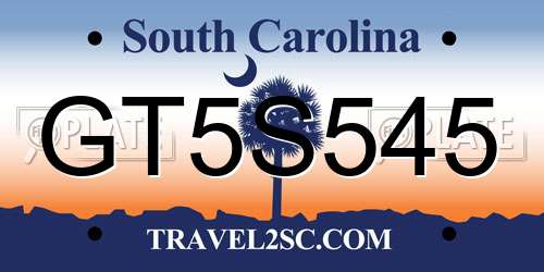 GT5S545 South Carolina License Plate