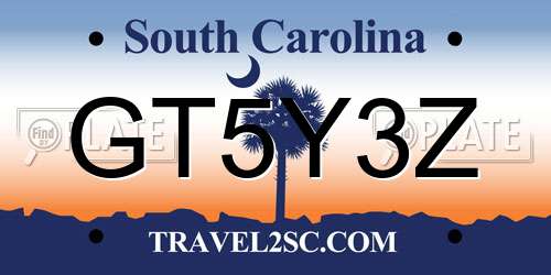 GT5Y3Z South Carolina License Plate