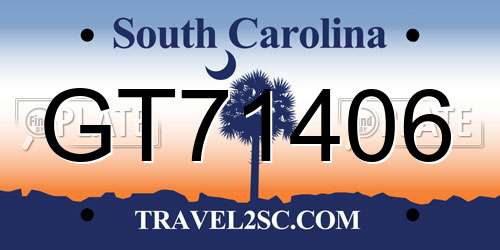 GT71406 South Carolina License Plate
