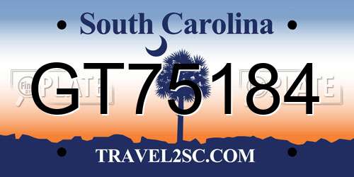 GT75184 South Carolina License Plate