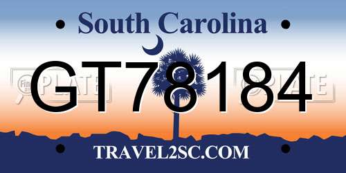 GT78184 South Carolina License Plate