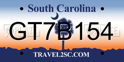 GT7B154 South Carolina License Plate