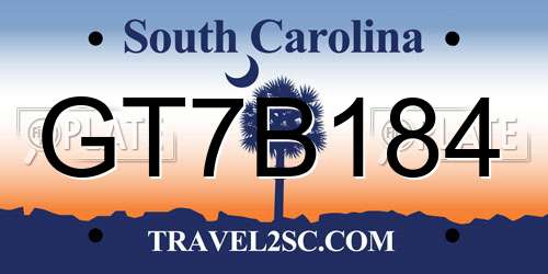 GT7B184 South Carolina License Plate
