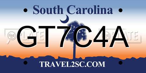 GT7C4A South Carolina License Plate