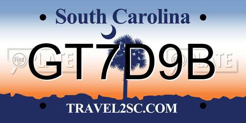 GT7D9B South Carolina License Plate