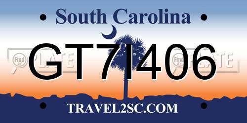 GT7I406 South Carolina License Plate