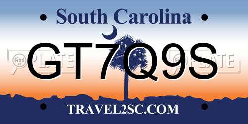 GT7Q9S South Carolina License Plate