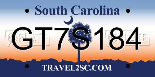 GT7S184 South Carolina License Plate