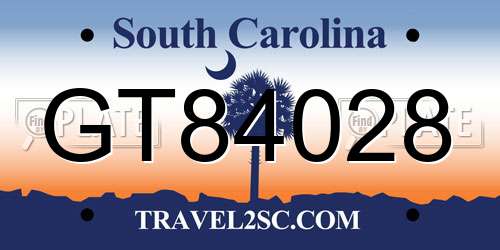 GT84028 South Carolina License Plate