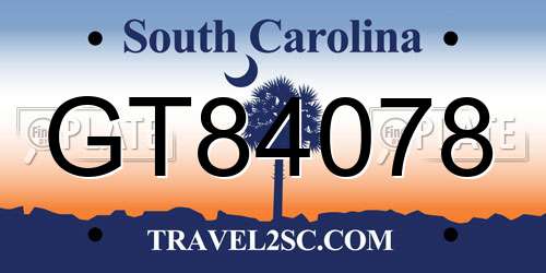 GT84078 South Carolina License Plate