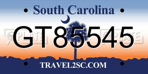 GT85545 South Carolina License Plate