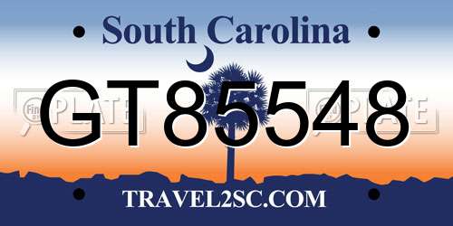 GT85548 South Carolina License Plate