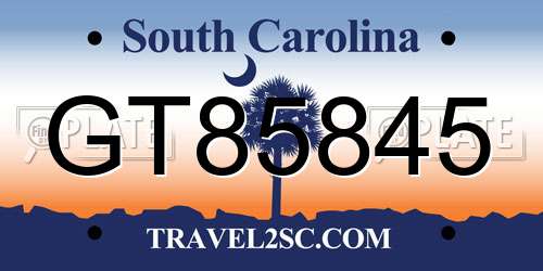 GT85845 South Carolina License Plate