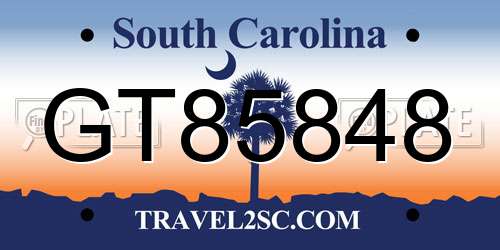 GT85848 South Carolina License Plate