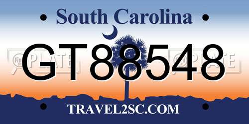 GT88548 South Carolina License Plate