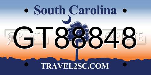 GT88848 South Carolina License Plate