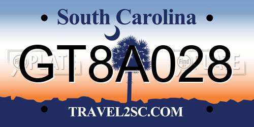 GT8A028 South Carolina License Plate