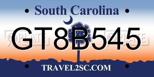 GT8B545 South Carolina License Plate