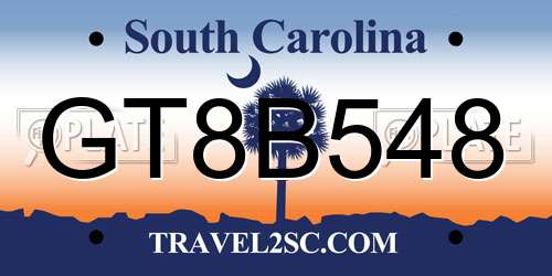 GT8B548 South Carolina License Plate