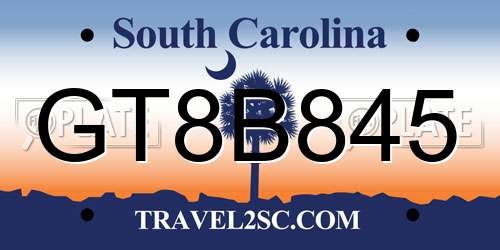 GT8B845 South Carolina License Plate