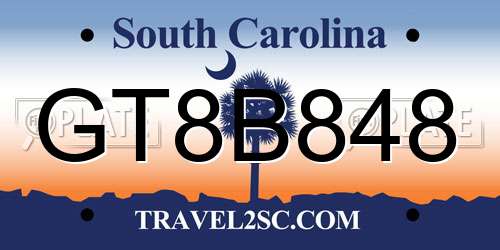 GT8B848 South Carolina License Plate