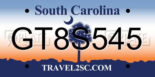 GT8S545 South Carolina License Plate