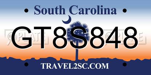 GT8S848 South Carolina License Plate