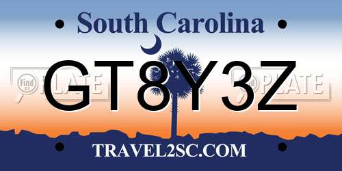 GT8Y3Z South Carolina License Plate