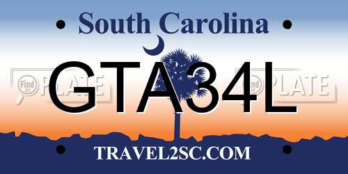 GTA34L South Carolina License Plate