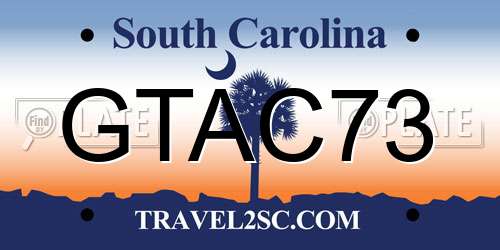 GTAC73 South Carolina License Plate