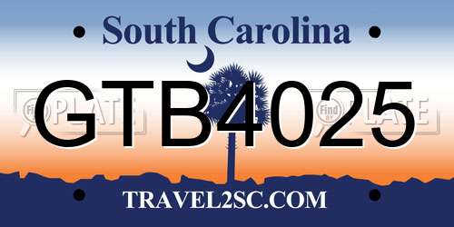 GTB4025 South Carolina License Plate