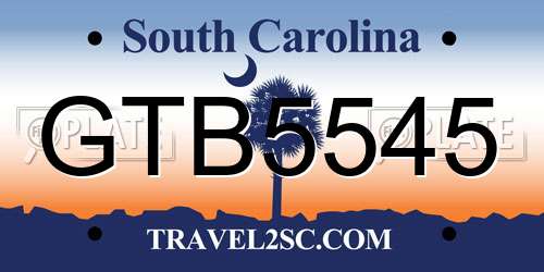 GTB5545 South Carolina License Plate