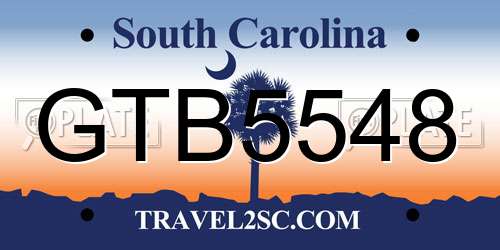 GTB5548 South Carolina License Plate