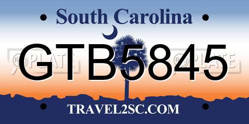 GTB5845 South Carolina License Plate
