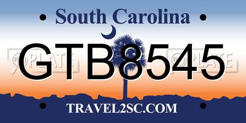 GTB8545 South Carolina License Plate