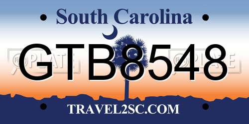 GTB8548 South Carolina License Plate